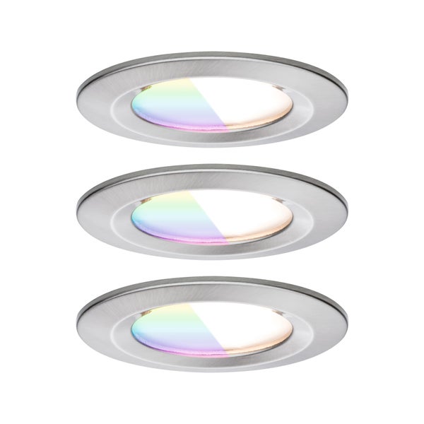 LED Einbauleuchte Nova Coin IP44 rund 78mm RGBW+ 3x6W 3x500lm 230V Eisen gebürstet Aluminium