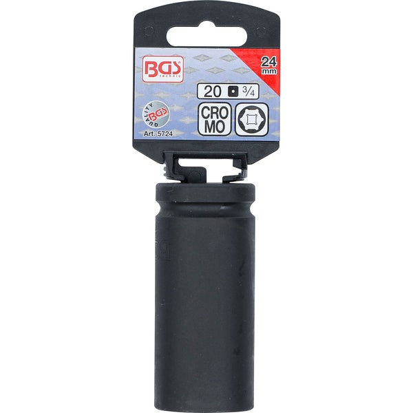 BGS Kraft-Steckschlüssel-Einsatz Sechskant tief Antrieb Innenvierkant 20 mm (3/4) SW 24 mm - 5724