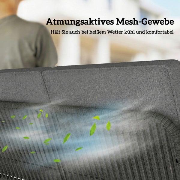 Atmungsaktives Mesh-Gewebe für Gartenmöbel sorgt für Kühlung und Komfort bei heißem Wetter.