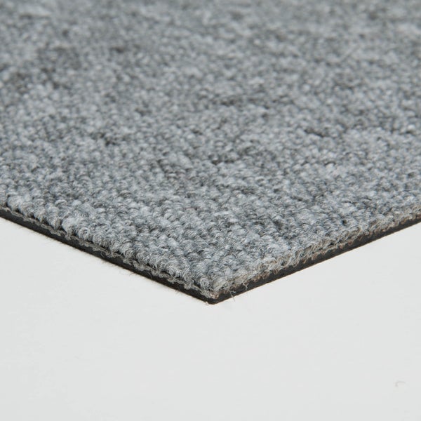 Teppichfliesen selbstliegend grau Arbeitszimmer und Schlafzimmer Schlingenteppich als Fliesen in 50x50 cm Teppichboden Fliesen als Schlingenware