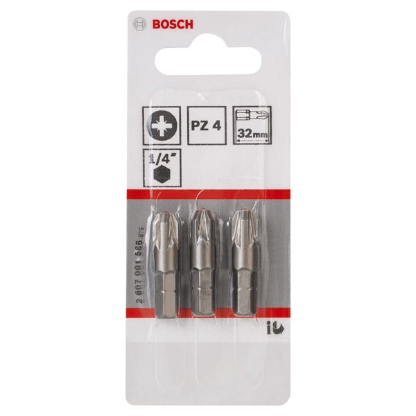Bosch 3x Schrauberbit Extra-Hart, PZ 4, 32 mm - 2607001566