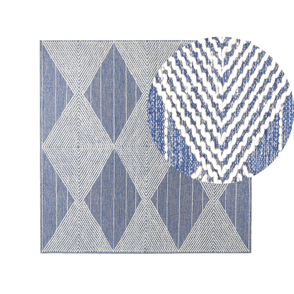 Teppich DATCA Blau 200 x 200 cm Wolle