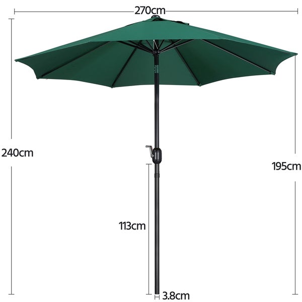 Abbildung eines Gartenschirms mit Maßangaben