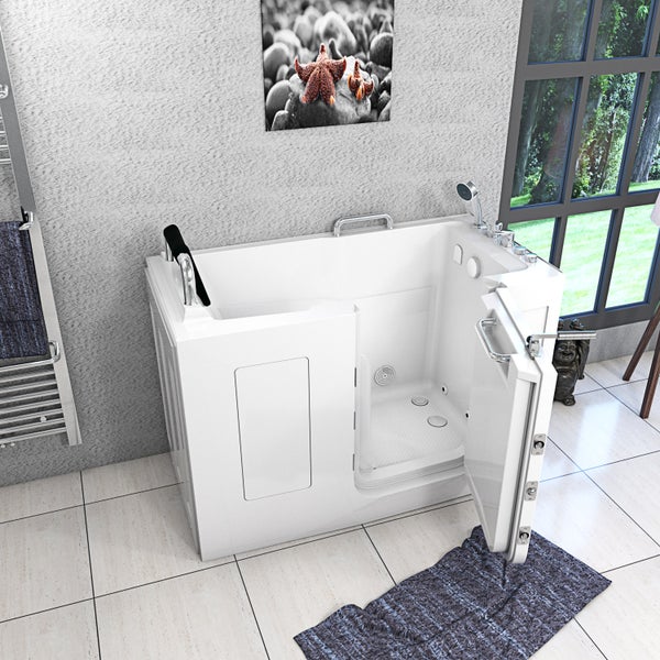 Sitzwanne Whirlpool Badewanne mit Tür S07WP-B-R 140x76cm