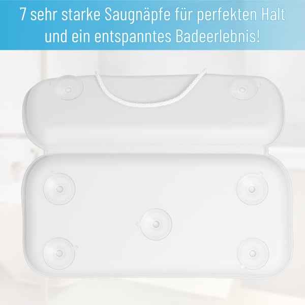 Badekissen mit sieben Saugnäpfen für die Badewanne zur bequemen Kopfstütze
