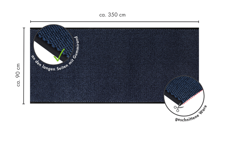 Fußmatte Easy Läufer 90 x 350 cm in Blau