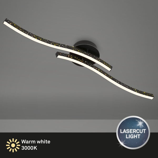 Briloner Leuchten REY - Wand-& Deckenleuchte - 3718025 - Glitzereffekt durch Laserlochoptik - 12W ? 1400 lm - Warmweiß 3000K - 80,5 x 14 x 10 cm