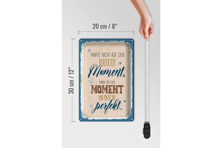 Blechschild Spruch Warte nicht auf perfekten Moment 20x30cm