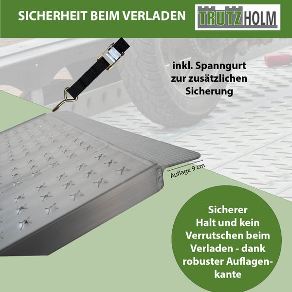TRUTZHOLM Auffahrrampe extrabreit 300 cm klappbar Alu 400 Kg 70 cm Rampe Verladerampe Eventrampe