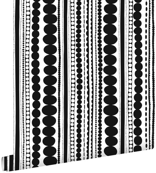 ESTAhome Tapete Perlen Schwarz und Weiß - 53 cm x 10.05 m - 138838