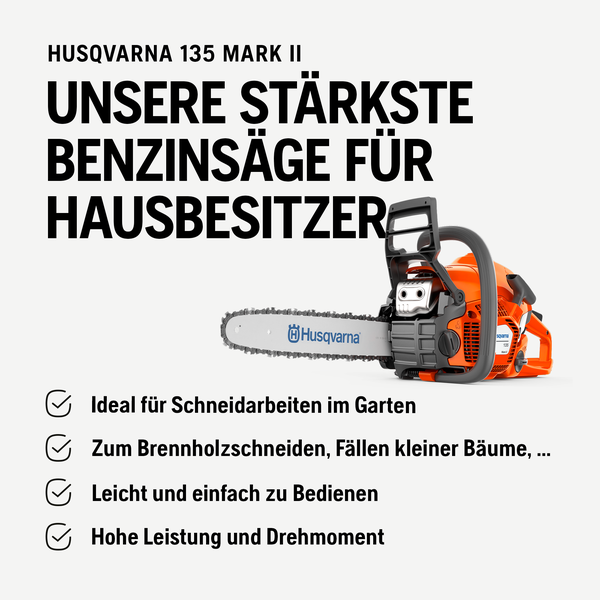 Husqvarna 135 Mark II Benzin-Kettensäge für Hausbesitzer