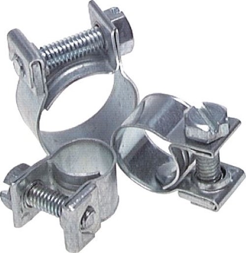 9mm Mini-Schlauchschelle, 14 - 16mm, Stahl verzinkt (W1)