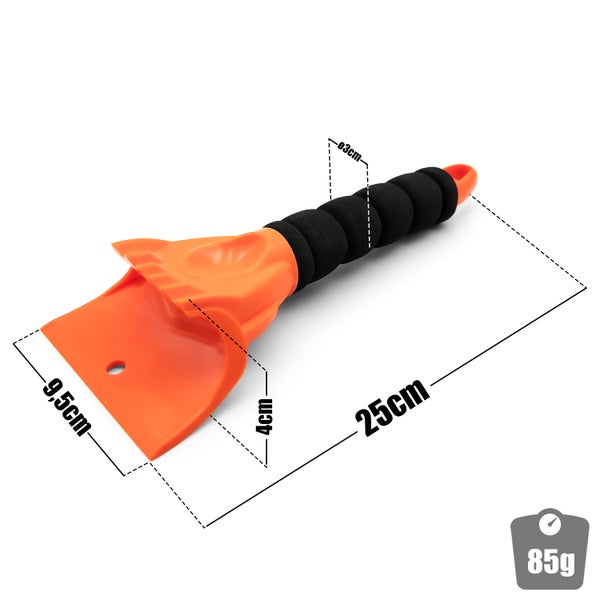 Eiskratzer mit Griff und Abmessungsangaben