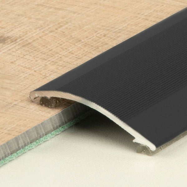 FLOORDIREKT Anpassungsprofil - aus Aluminium - Höhenausgleich bis 11 mm - Selbstklebend - 38 mm - Schwarz - 100 cm