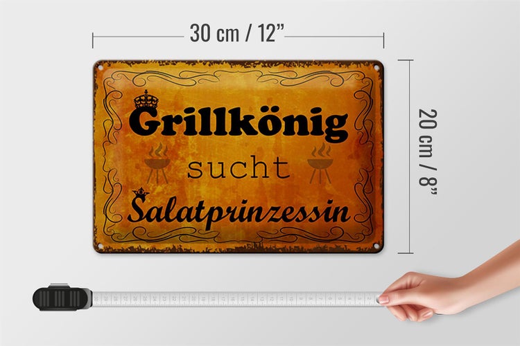 Blechschild Spruch 30x20cm Grillkönig Salatprinzessin