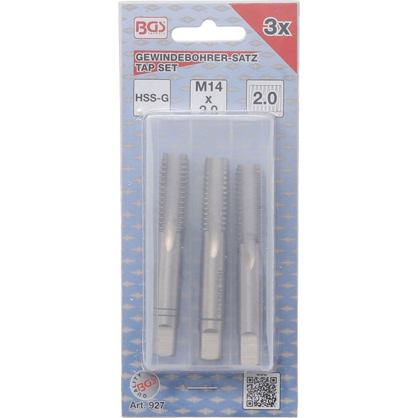 BGS Gewindebohrer-Satz Vor-, Mittel- und Fertigschneider HSS-G M14 x 2,0 3tlg. - 927