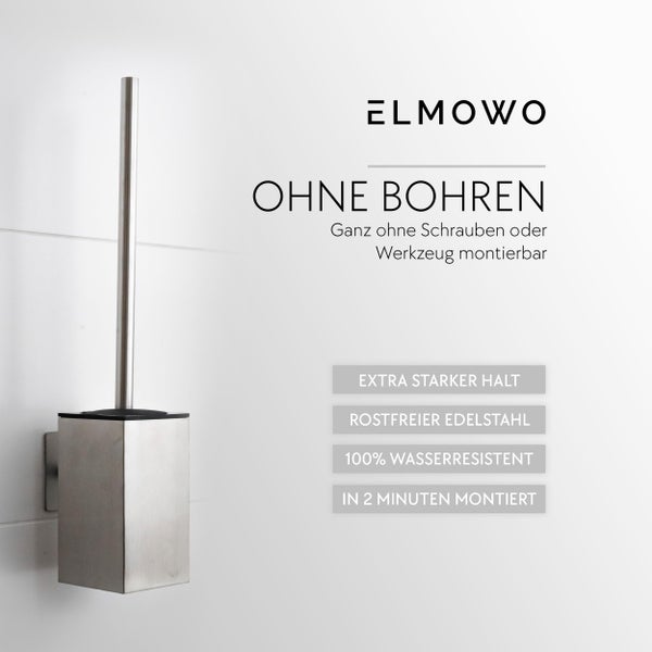 ELMOWO WC Bürstenhalter aus rostfreiem Edelstahl zur Montage ohne Bohren an der Wand