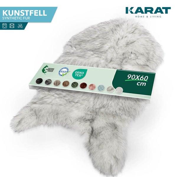 Karat Home & Living Kunstfell, 90 mal 60 Zentimeter, maschinenwaschbar, zertifiziert nach Oeko-Tex und REACH.