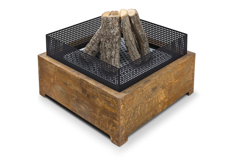 The Favilla Fireplace Feuerschale Schwarz-Corten – Feuerstelle aus Cortenstahl mit schwarzer Pulverbeschichtung – 55 x 55 x 37 cm – Rost-Look & edles Design – vormontiert & wetterfest – 16 kg