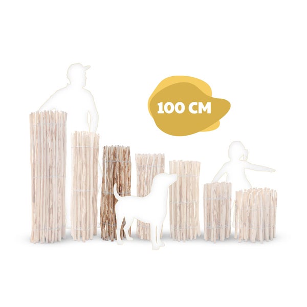 Staketenzaun Haselnuss Höhe 100 cm, Länge 5 Meter, Lattenabstand 3-5 cm