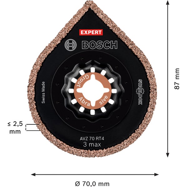 Bosch Expert Fliesenfugenfräser mit den Maßen 70 mal 87 Millimeter