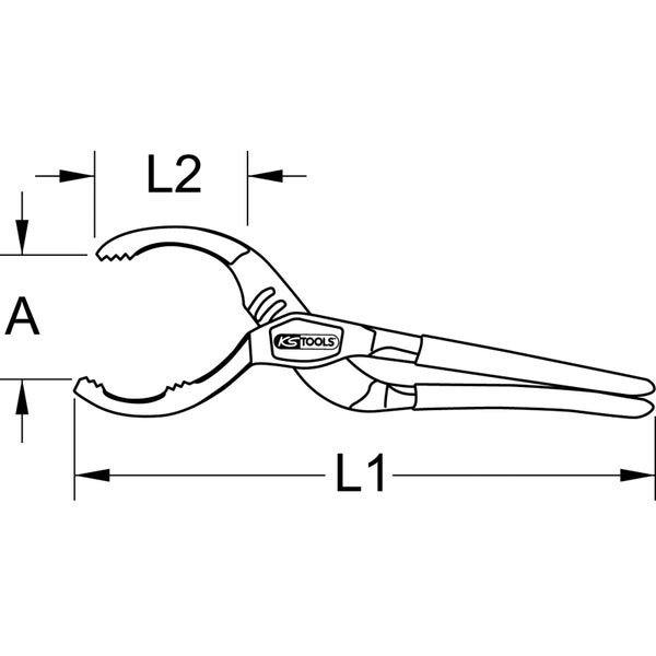KS Tools Logo mit den Maßen einer Rohrzange