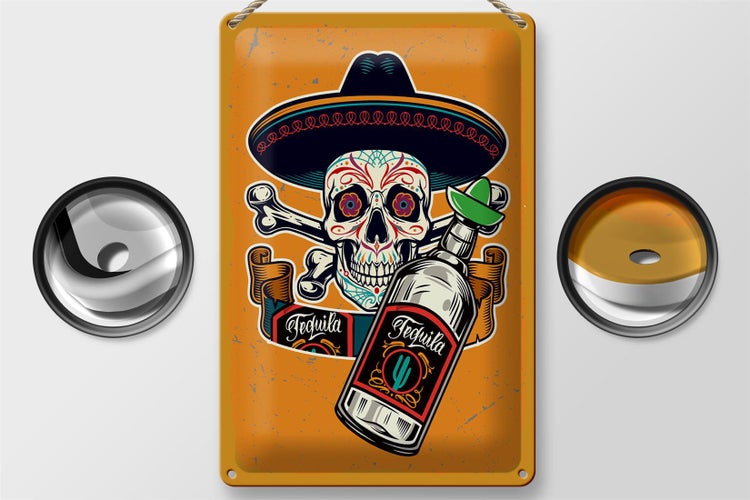 Blechschild Spruch Totenkopf Tequila 20x30cm