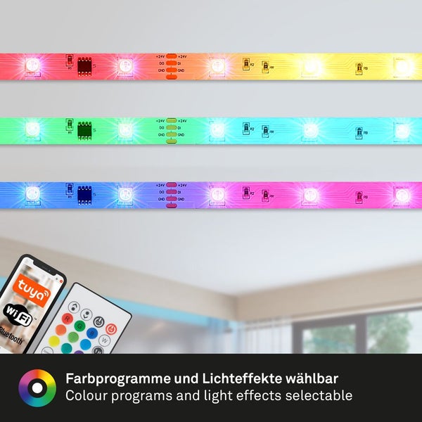 Briloner Leuchten MAGIC SMART - LED Bänder - 2313150 - RGBIC Digitale Farben - Musiksensor - App-Steuerung - Inkl. Fernbedienung - 500 x 1 cm