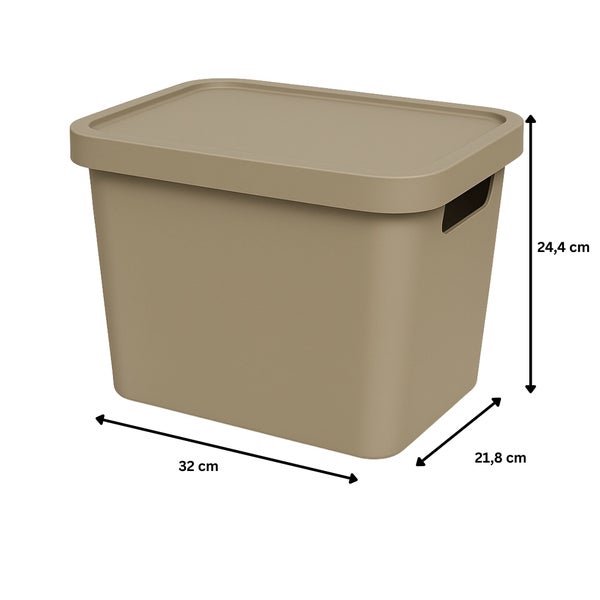 Aufbewahrungsbox aus Kunststoff mit Deckel, Abmessungen 32 x 21,8 x 24,4 cm