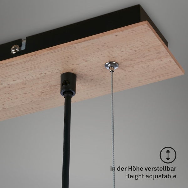 Pendant lamp, with wood, smoked glass, 3xE14/max.1