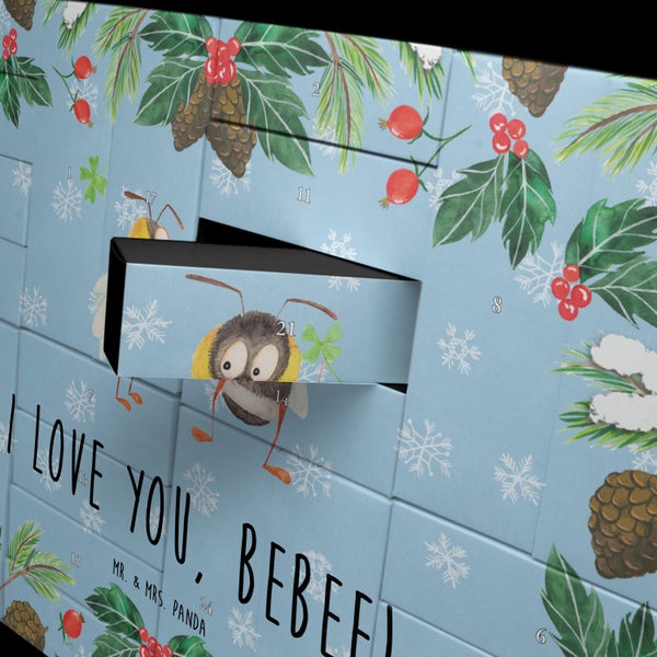 Mr. & Mrs. Panda Befüllbarer Adventskalender Bienen Paar - Blau Pastell