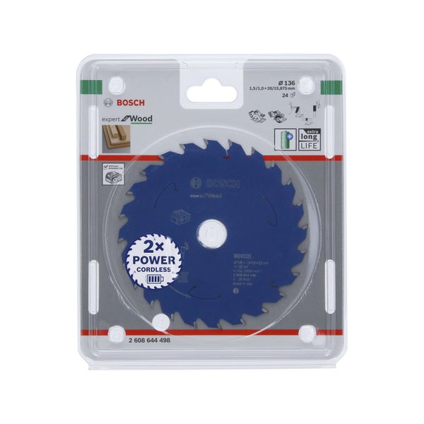 Bosch Expert Wood Kreissägeblatt, Durchmesser 136 mm