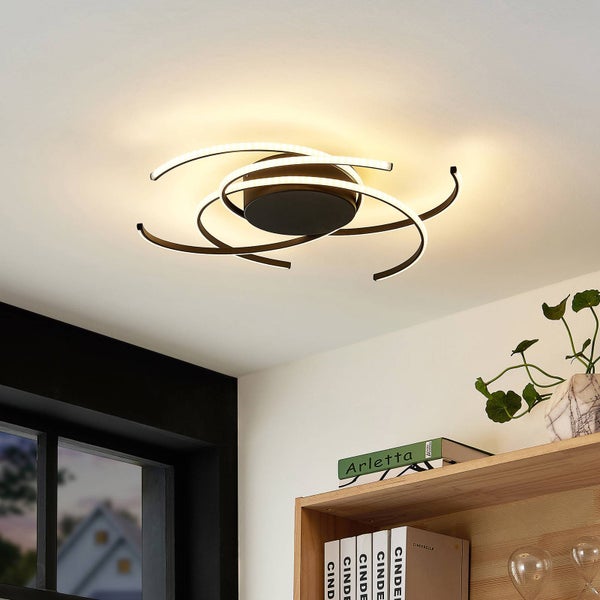 Lindby LED Deckenleuchte Hamza dimmbar (Modern) in Schwarz aus Metall (3 flammig, ) - Lampe Deckenlampe Wohnzimmerleuchte