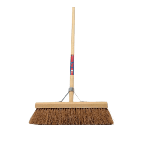 Kokosbesen mit Holzstiel für Reinigungsarbeiten