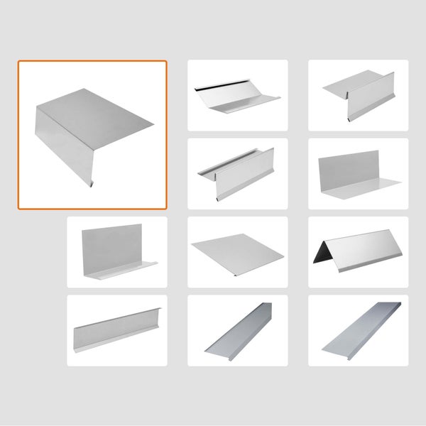 Auswahl verschiedener Metallprofile und Blechkantteile für Bauvorhaben an Dach und Wand.