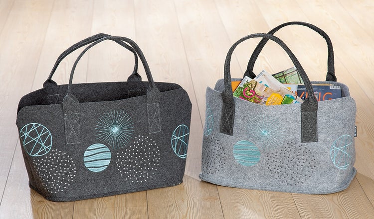 Taschen GILDE 2er Set UNIVERSE Shopper grau Höhe 26cm Breite 40cm Filz