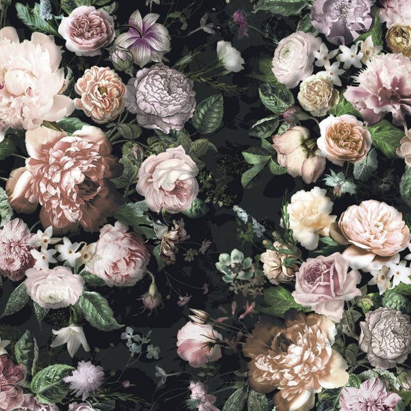 Blumenmuster mit Rosen und Blättern