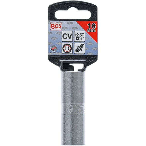 BGS technic Zündkerzenschlüssel, 16 mm, aus Chrom-Vanadium-Stahl