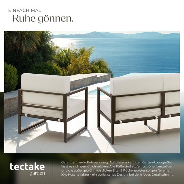 Garten-Loungeset tectake Comosa höhenverstellbare Füße für 7 Personen, Dicke der Sitzpolster 14 cm braun/beige
