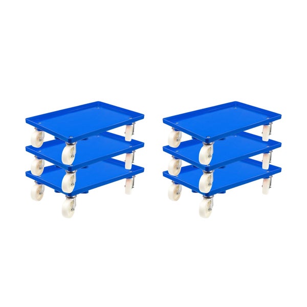 PROREGAL Transportroller für Euroboxen 60 x 40 cm mit Kunststoffräder Blau Geschlossenes Deck 2 Lenkrollen und 2 Bremsrollen Traglast 300 kg