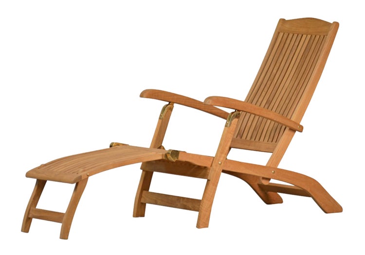 Liegestuhl Holz Teak Deckchair Gartenliege Sonnenliege mit Armlehnen klappbar premium