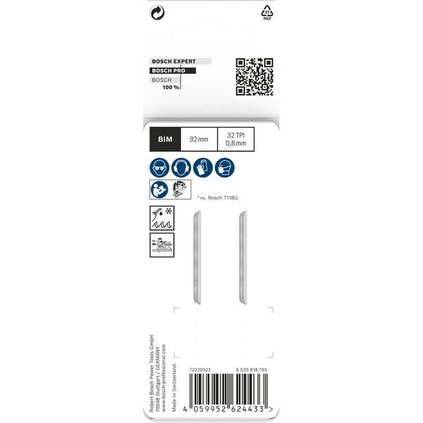 Bosch Stichsägeblatt im Blisterpack, BIM, 92 mm Länge, 32 TPI