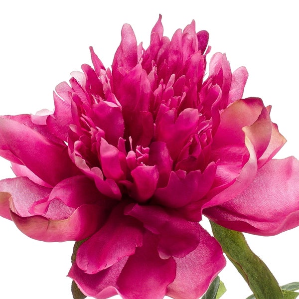 Künstliche Pfingstrose in Pink mit detaillierten Blütenblättern und grünem Stiel.