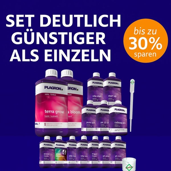 Plagron Dünger Set für Pflanzenwachstum mit verschiedenen Nährstoffen und Zusätzen