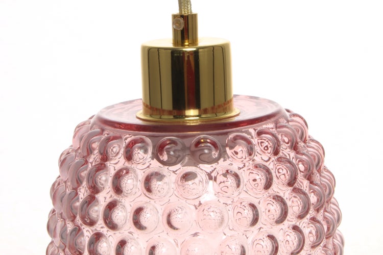 Retro Hängelampe aus Glas schmal, Vintage Pendelleuchte Rosa 27 cm | Wohnzimmer Esszimmer Leuchte