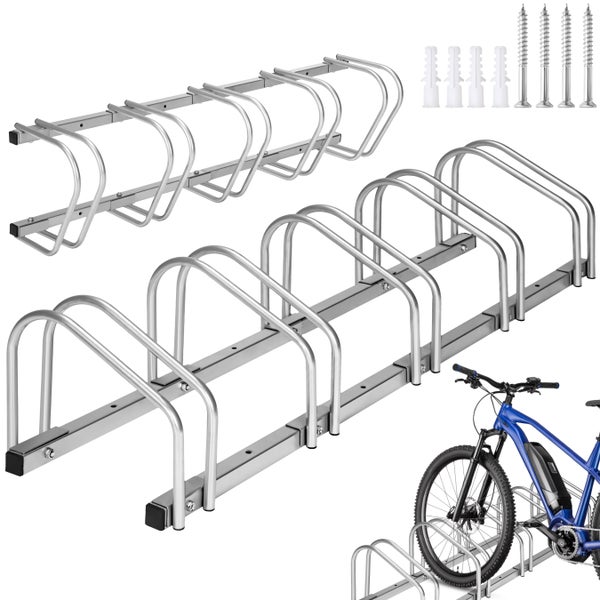 Fahrradständer tectake  von beiden Seiten befahrbar aus rostfreiem Stahl silber