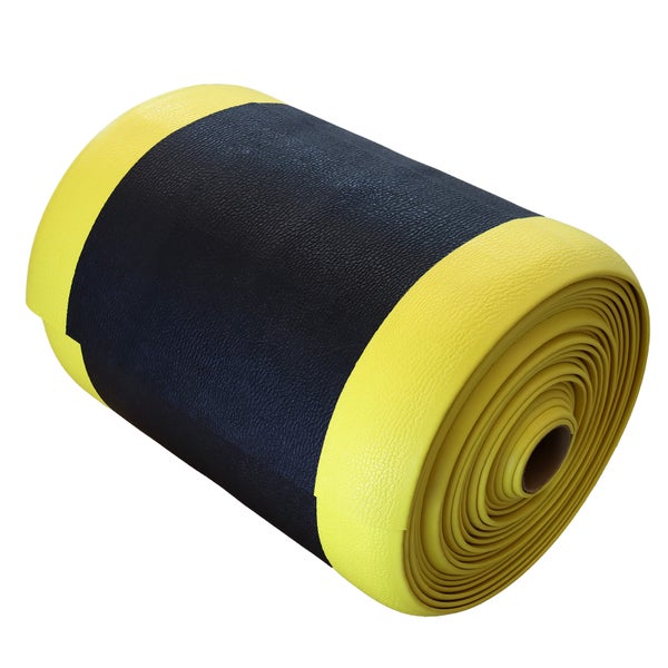 PROREGAL Anti-Ermüdungsmatte aus Vinyl | HxBxT 1x60x1800cm | gelb/schwarz | Arbeitsplatzmatte | Anti-Rutsch, Matte, Fußmatte