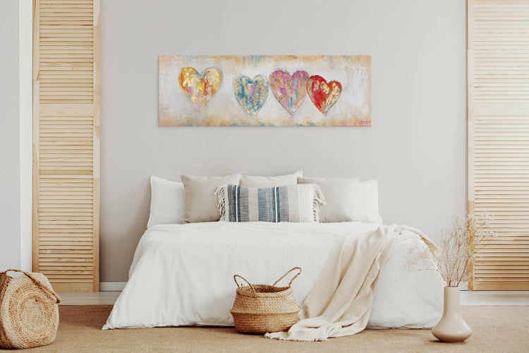 Handgemaltes Gemälde Acrylfarbe 150x50cm Beige