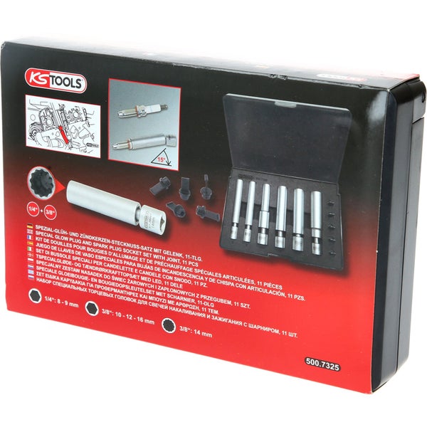 KS Tools Spezial Glühkerzen Stecknuss Satz mit Gelenk, 11-teilig in Verpackung