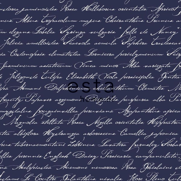 Bild mit Pflanzennamen in Schreibschrift